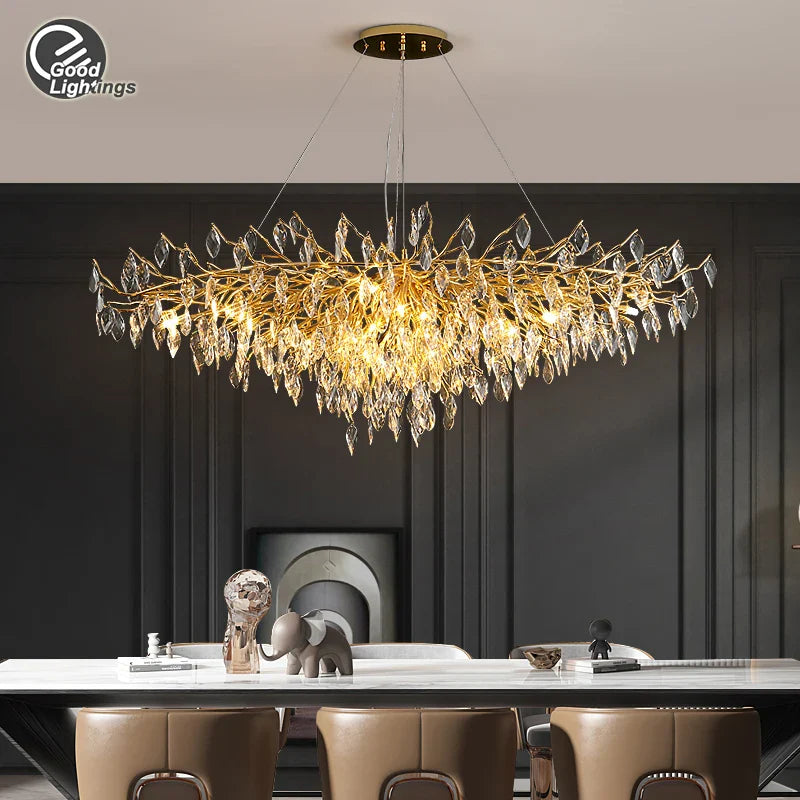 Afralia™ Modern Crystal Tree Branch Chandelier for Kitchen, Dining, Living & Bedroom