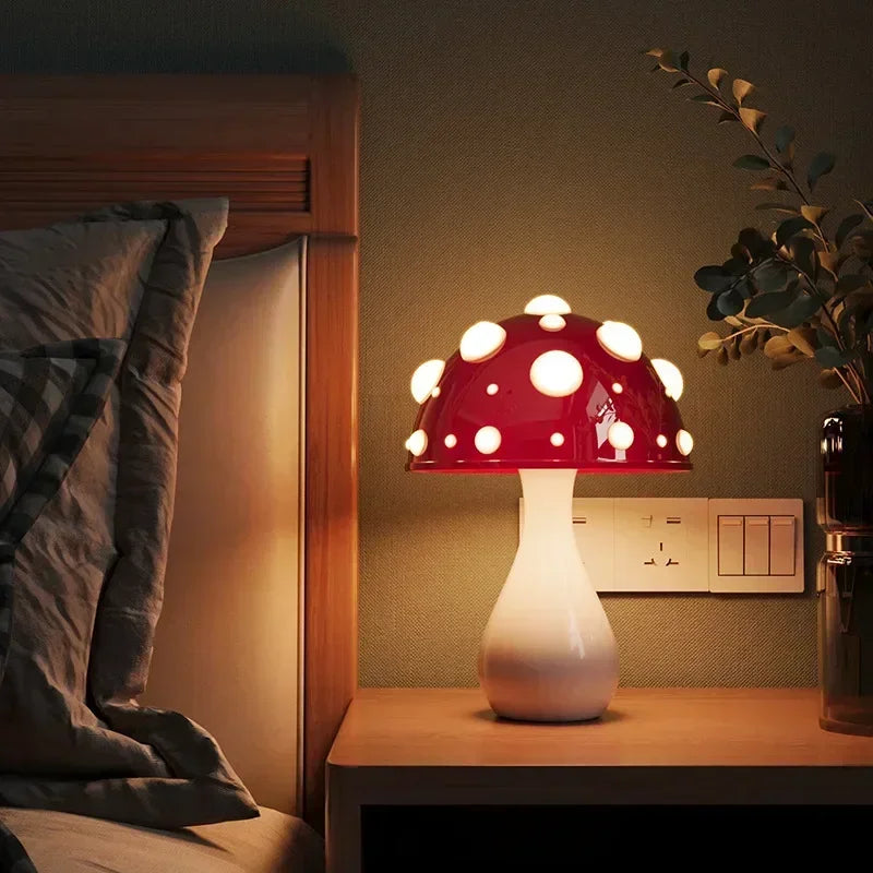 Afralia™ Tricolored LED Mushroom Desk Lamp for Living Room and Bedside