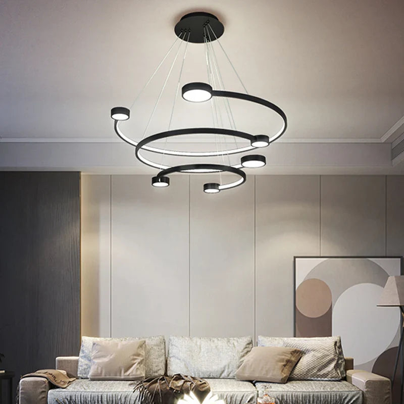 Afralia™ LED Ring Chandelier: Modern Nordic Hanging Light for Dining, Living Room, and Lobby