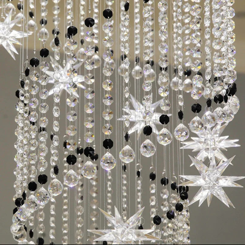 Afralia™ Modern Crystal Staircase Chandelier LED Hanging Light for Large Living Room
