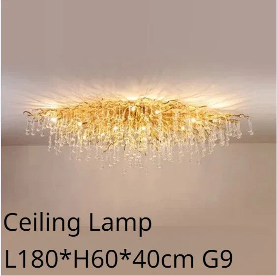 Afralia™ Modern Luxury Gold LED Crystal Chandelier for Living Room