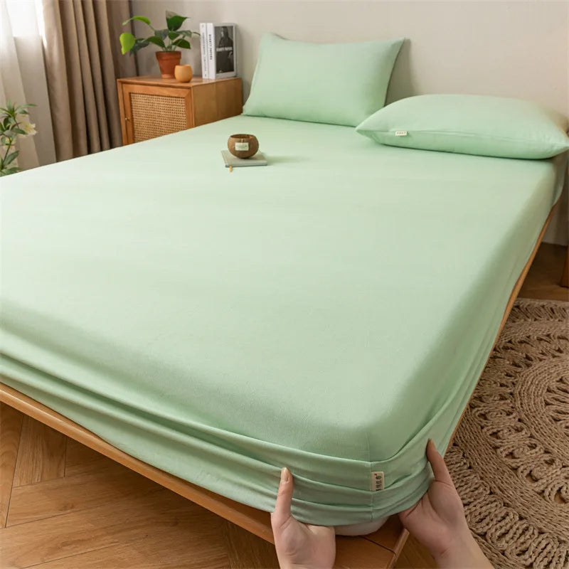 Afralia™ Coarse Cloth Prue Cotton Queen Fitted Sheet Set with Pillowcases