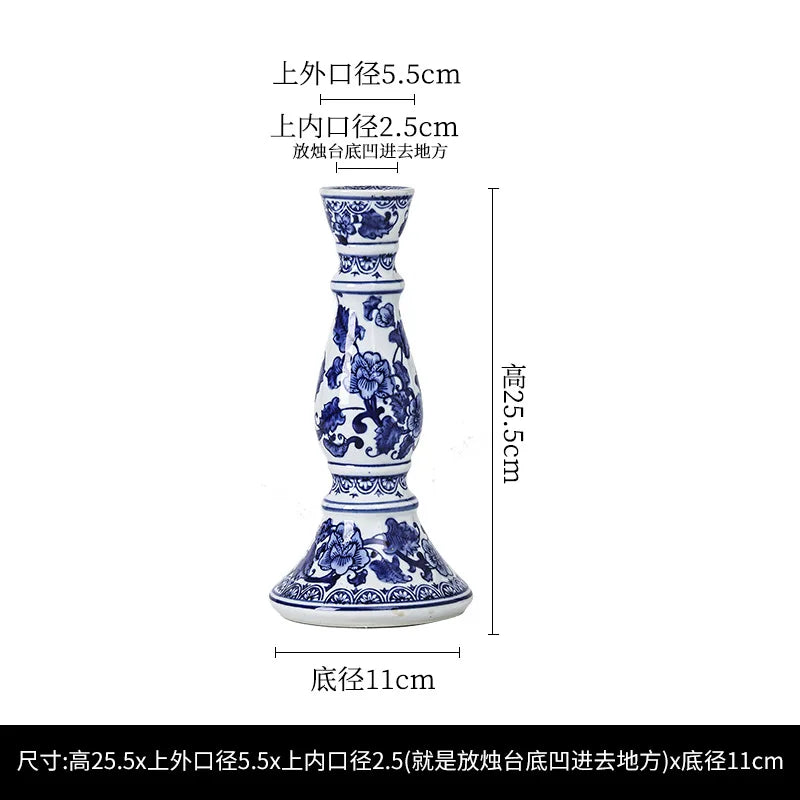 Blue White Ceramic Candle Holder by Afralia for Home Decor & Ornamental Crafts