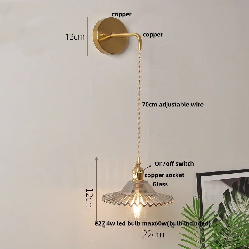 Afralia™ White Glass LED Wall Lamp with Pull Chain Switch, Modern Nordic Design