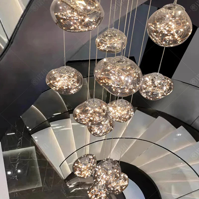 Afralia™ Modern Home Decor LED Pendant Light Chandeliers for Living Room - Indoor Staircase Hanging Lighting