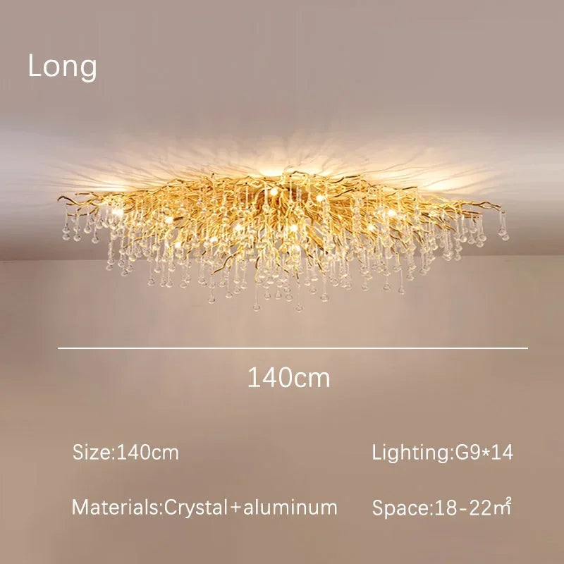 Afralia™ Gold Crystal Chandelier: Dining Living Room Kitchen Table Modern Luxury Lighting