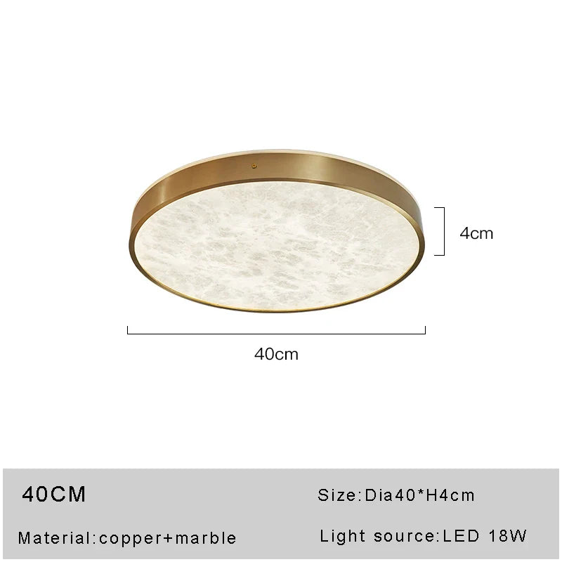 Afralia™ Round Marble Stone Ceiling Lights Elegant Copper Fixture