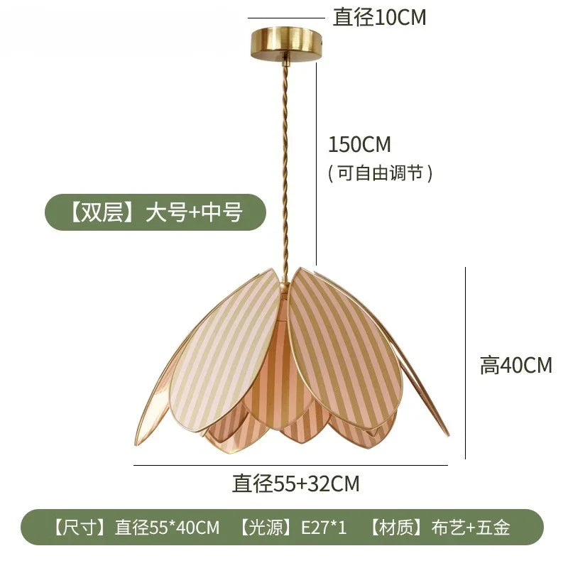 Afralia™ Petal Pendant Lights LED E27 Fabric Art Hanging Lamp for Medieval Atmosphere