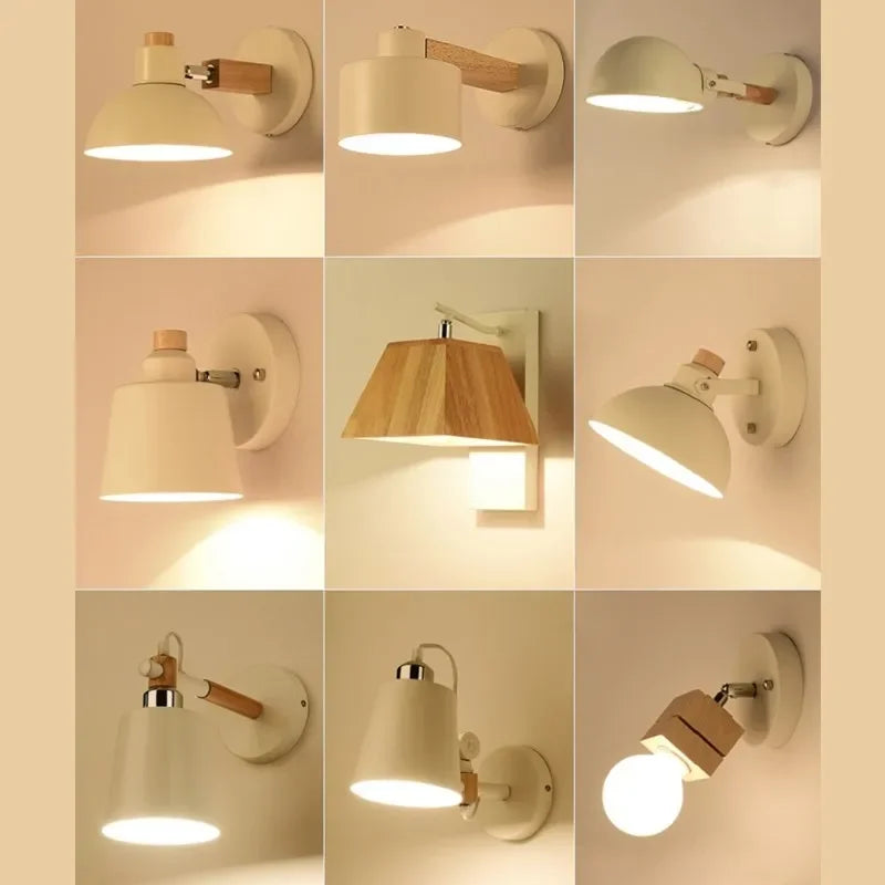 Afralia™ Nordic Modern LED Wall Sconce for Bedroom Wooden Decor
