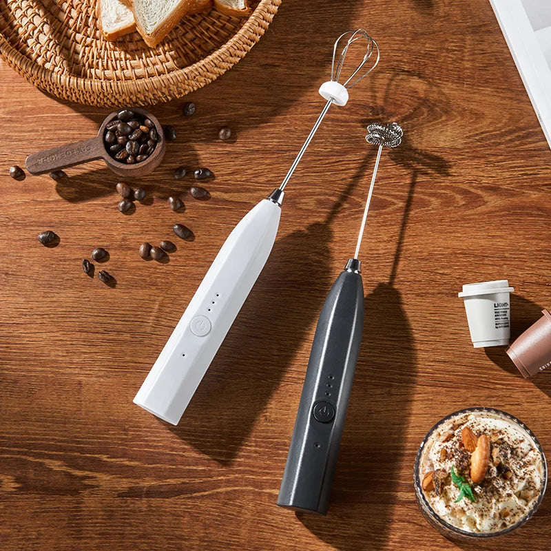 Afralia™ Handheld Electric Milk Frother Whisk Mixer for Coffee Cappuccino & Eggs