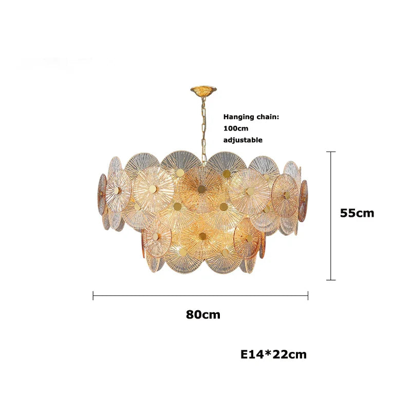 Afralia™ Modern Gold Glass Chandelier LED Ceiling Light for Dining & Living Room