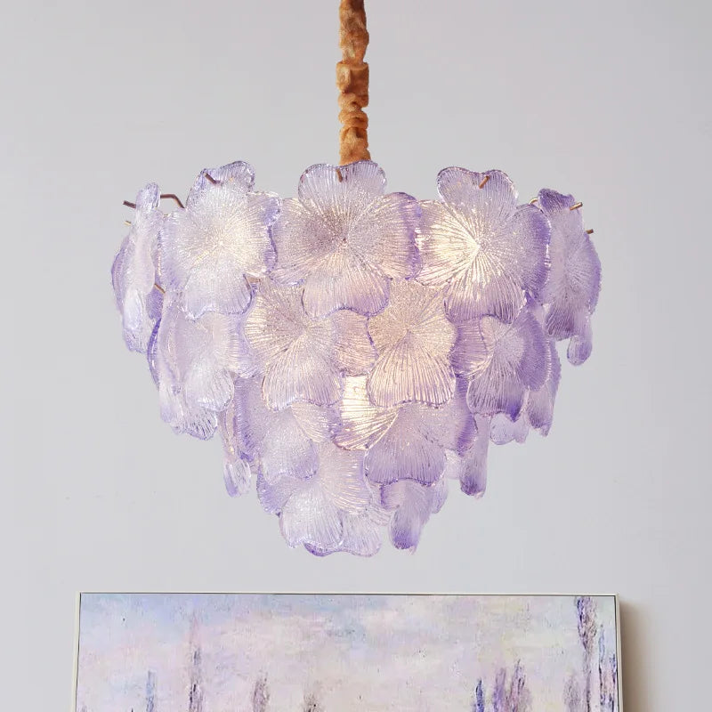 Afralia™ Crystal Glass Flower Chandelier - Modern French Style for Living Room, Bedroom, Dining Room