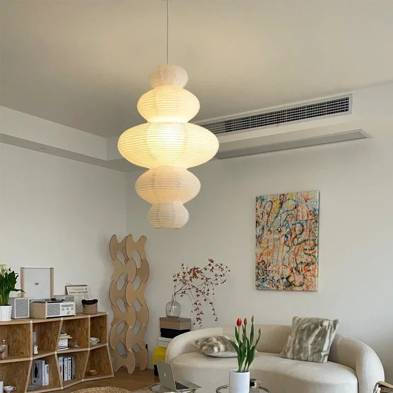 Afralia™ White Rice Paper Pendant Lights for Living/Dining Room Bedroom Hallway
