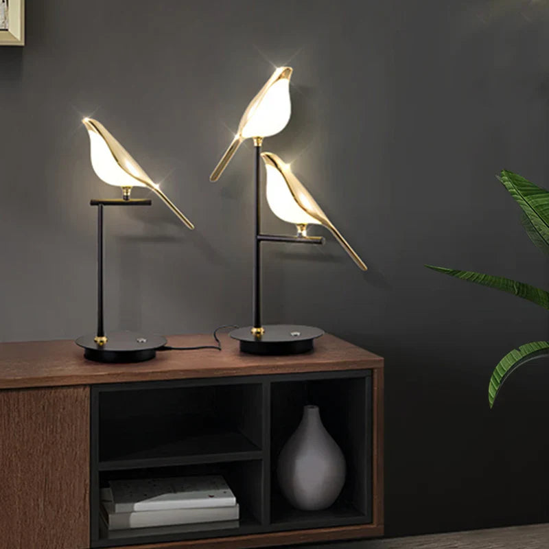 Afralia™ Magpie Bird LED Table Lamp for Home Decor & Reading, Modern Indoor Lighting