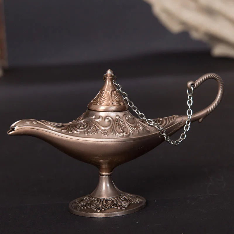 Afralia™ Vintage Aladdin Genie Lamp Incense Burner Retro Home Decor Gift