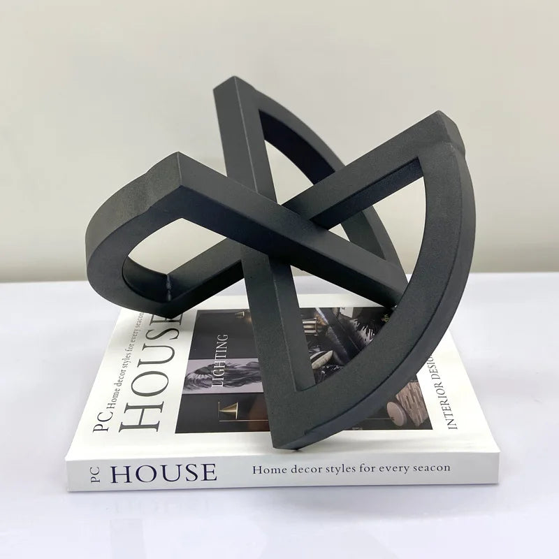 Afralia™ Geometric Hollowed-out Black Ornament Abstract Home Decoration Handicrafts