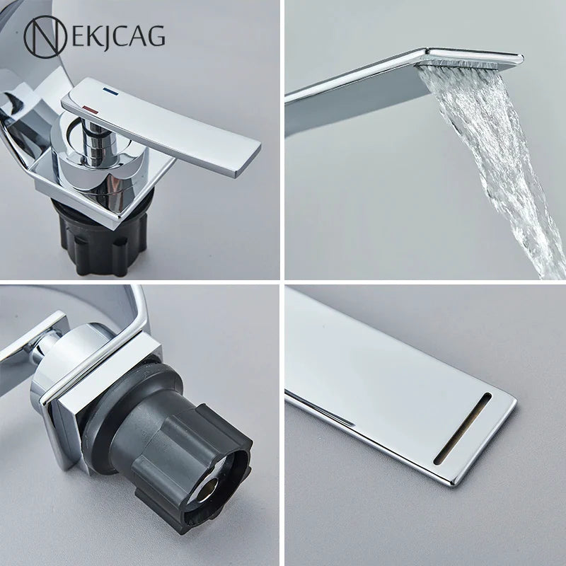 Afralia™ Stainless Steel Basin Faucet Single Handle Mixer Waterfall Sink Tap Deck Install