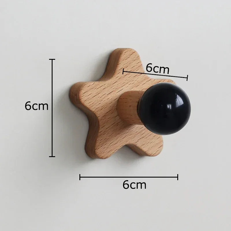 Afralia™ Star Wood Hook Wall Storage Holder Shelves
