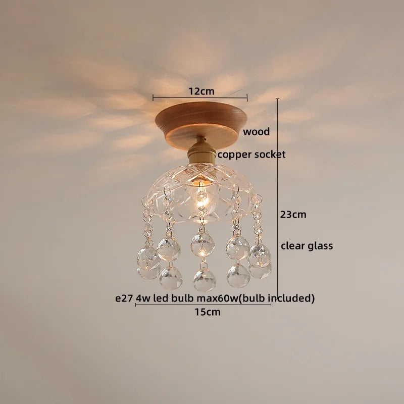 Afralia™ Glass Wood LED Ceiling Lamp for Home Lighting and Decoration