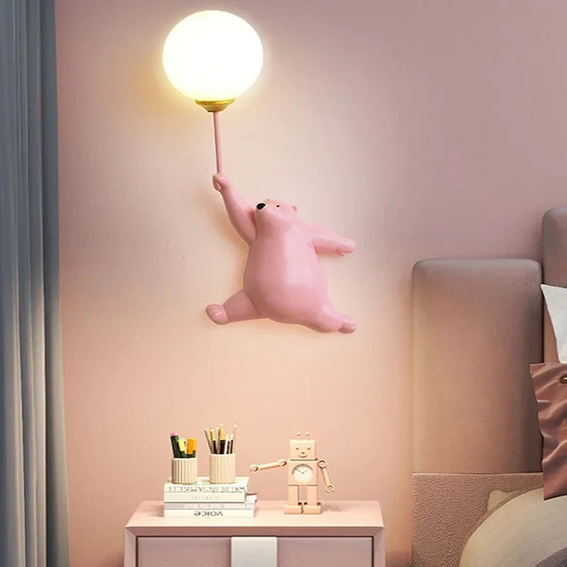 Afralia™ Kids Bear Wall Light Moon Decor for Girl Bedroom