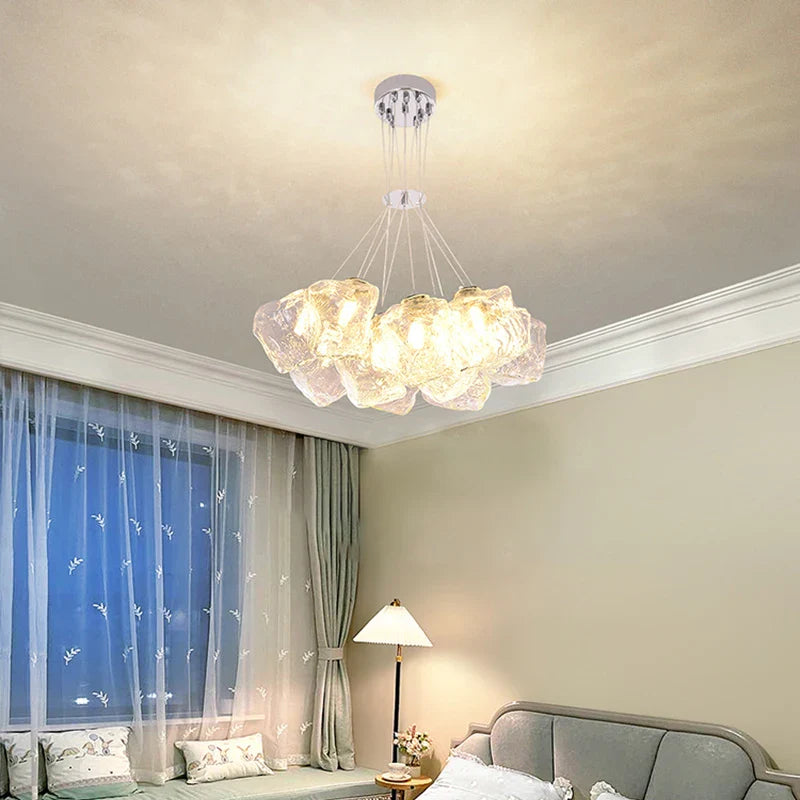 Afralia™ Iced Crystal Chandeliers: Nordic Milan LED Hanging Lights for Living Room