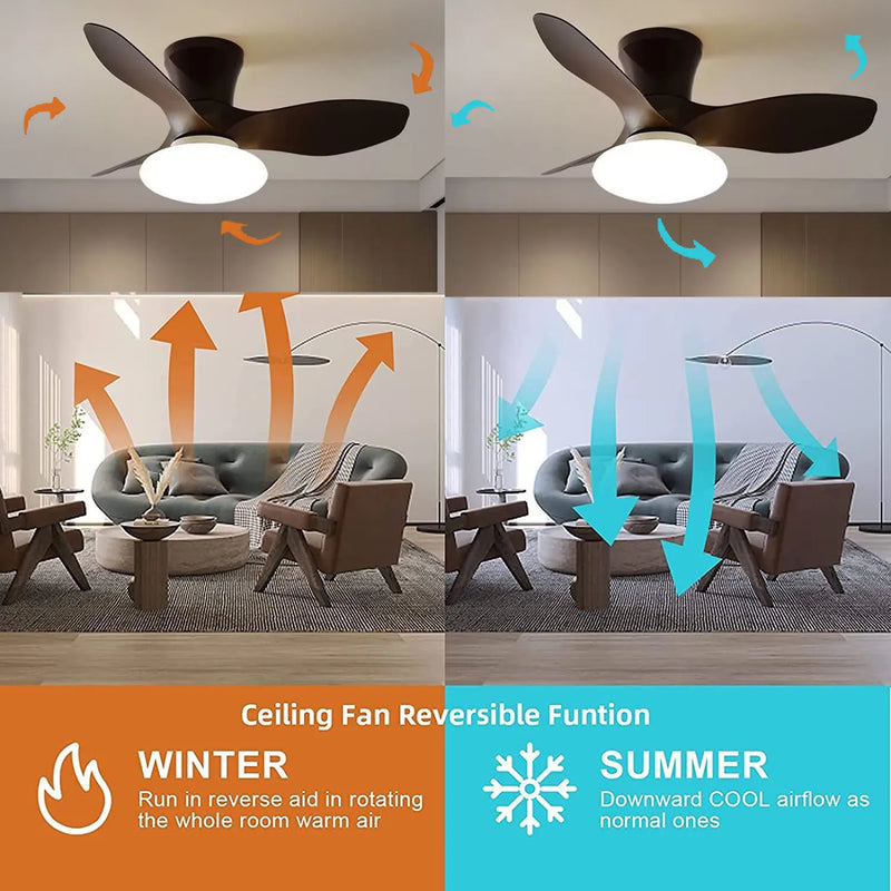 Afralia™ Ceiling Fan Lamp with Remote Control and Reversible LED Lights