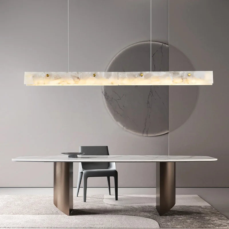 Afralia™ Marble Strip Pendant Light: Luxury Natural Stone Dining Table Chandelier