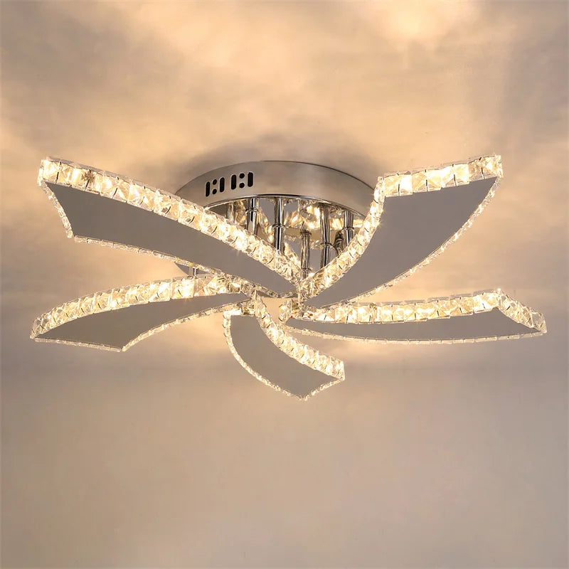 Afralia™ Smart Crystal Chandelier Ceiling Fan with LED Light & Remote Control