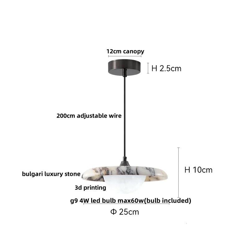 Afralia™ LED Pendant Lights Bulgari Stone Adjustable Steel Hang Lamp Lighting