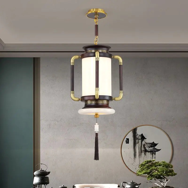 Afralia™ Chinese Lantern Chandelier: Classic Living Room Tea House Retro Lighting Fixtures