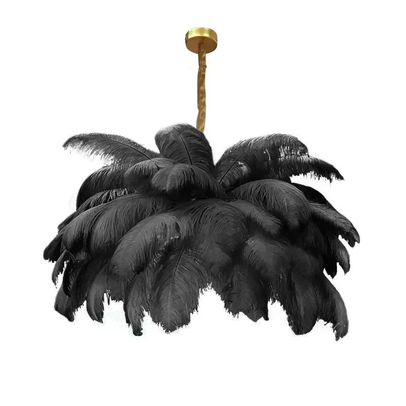 Afralia™ Scandinavian Designer Floral Feather LED Chandelier for Bedroom and Dining Room