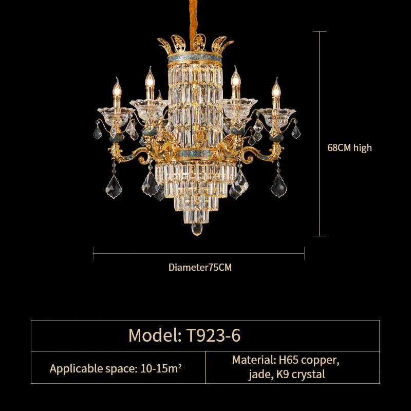 Afralia™ Luxe Crystal Chandelier: Elegant Copper Living Room Dining Candle Light