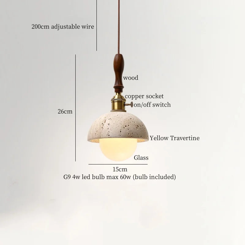 Afralia™ White Glass LED Pendant Light - Yellow Travertine Mid Century Hanging Lamps