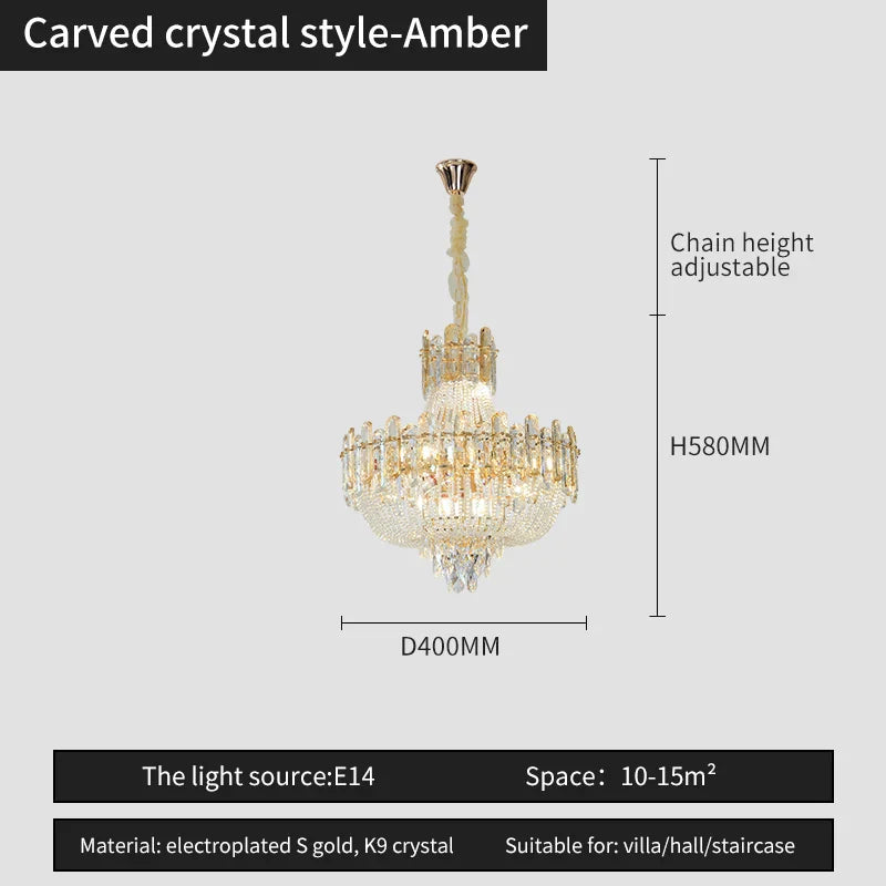 Afralia™ French Bead Chain Crystal Chandelier for Luxury Spaces