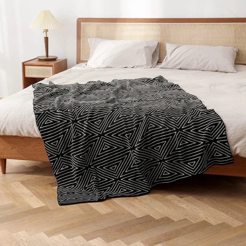 Afralia™ Knitted Triangular Pattern Thin Blanket for Cozy Versatile Living Room Cover
