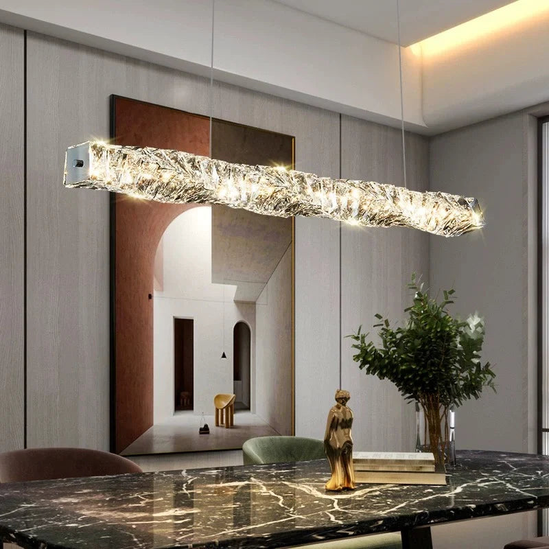 Afralia™ Modern Gold Crystal LED Chandelier for Dining Room & Bar Tables