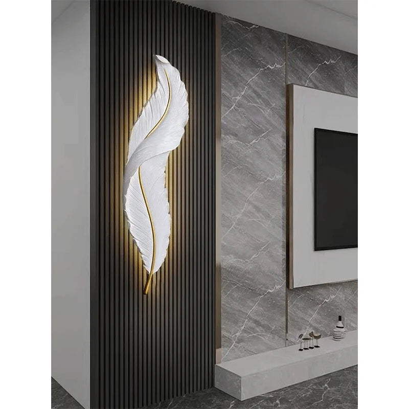 Luxury Feather LED Wall Sconces by Afralia™ for Modern Living Spaces