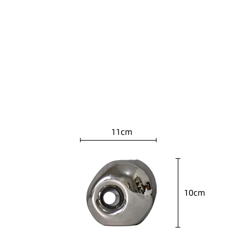 Afralia™ Silver Pebble Ceramic Geometric Vase for Floral Arrangement and Room Decoration