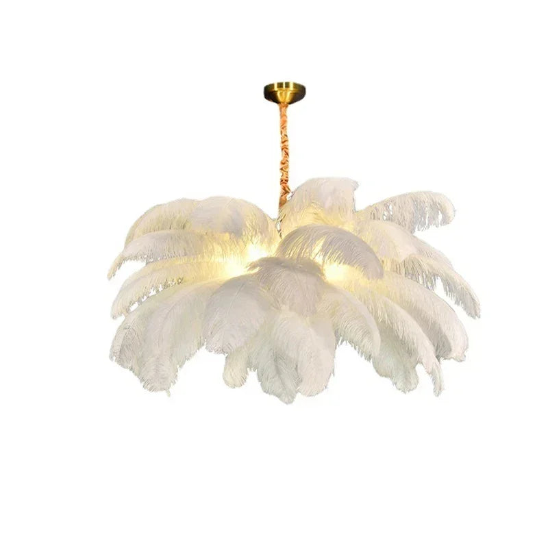 Afralia™ Ostrich Feather LED Pendant Lamp for Living Room or Bedroom Decor