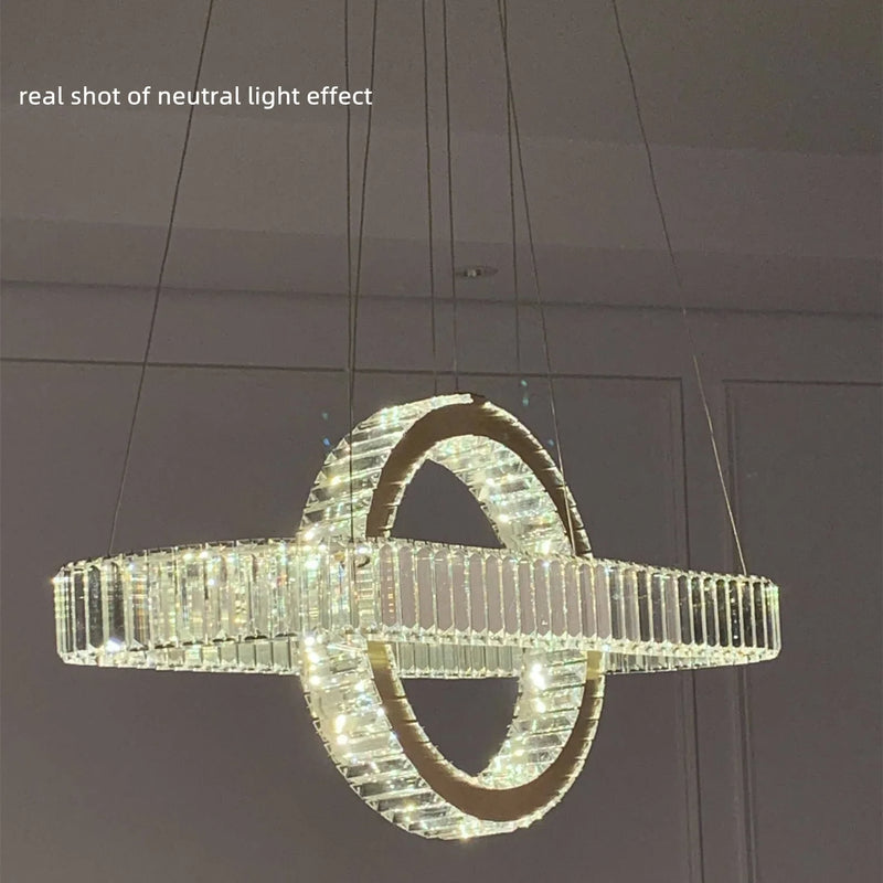 Afralia™ Oval Chrome Gold Steel LED Crystal Pendant Light