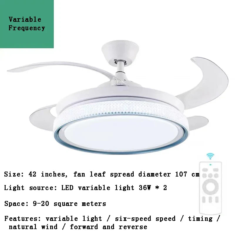 Afralia™ Modern LED Ceiling Fan with Retractable Blades and Remote Control