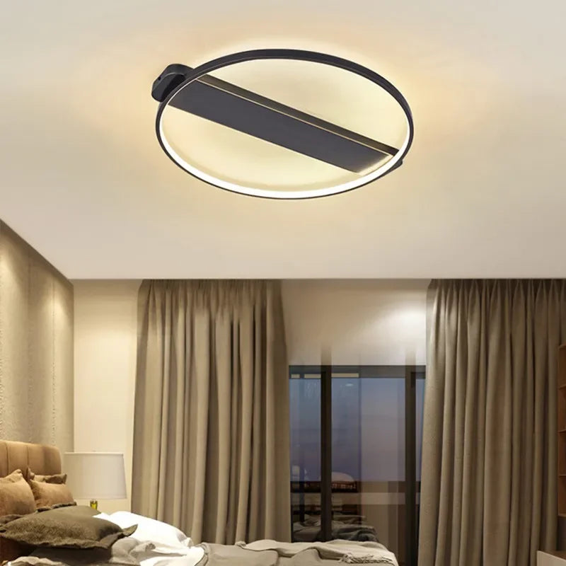 Afralia™ Luxe Copper Ceiling Light: Circular Minimalist Bedroom Lamp for Elegant Style