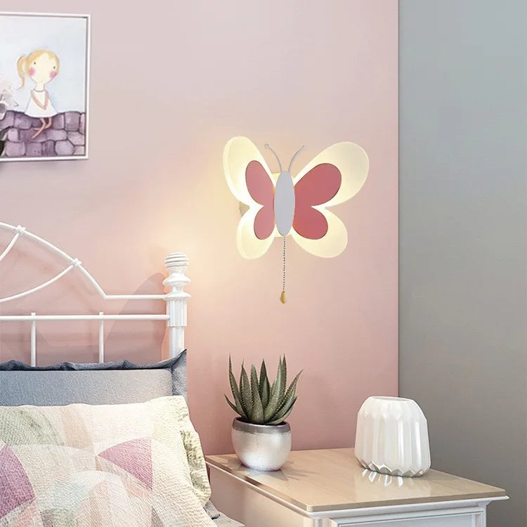 Afralia™ Butterfly Girl Cartoon Children Room Lamp with Energy-Saving LED for Bedroom
