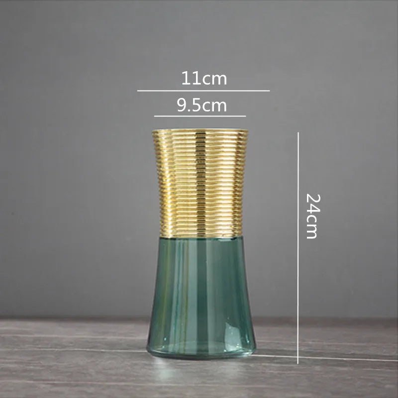 Afralia™ Gold Metal Glass Vase: Round Transparent Terrarium for Home Decor & Flower Arrangement