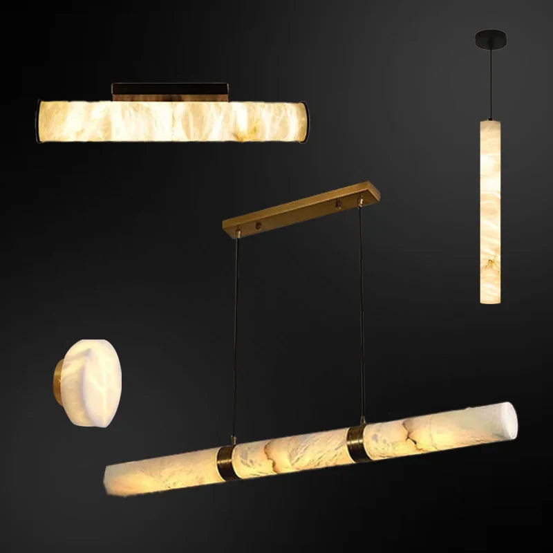 Nordic Marble Stone Chandelier Light by Afralia™ - Alabaster Suspension Ceiling Fixture