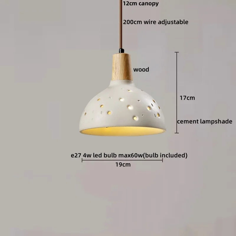 Afralia™ Nodric LED Pendant Lamp Cement & Wood Hanging Light