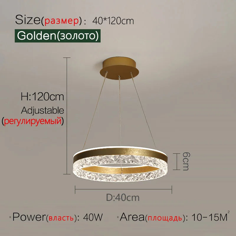 Afralia™ Crystal Ring LED Pendant Light - Modern Home Lighting for Bedroom and Restaurant