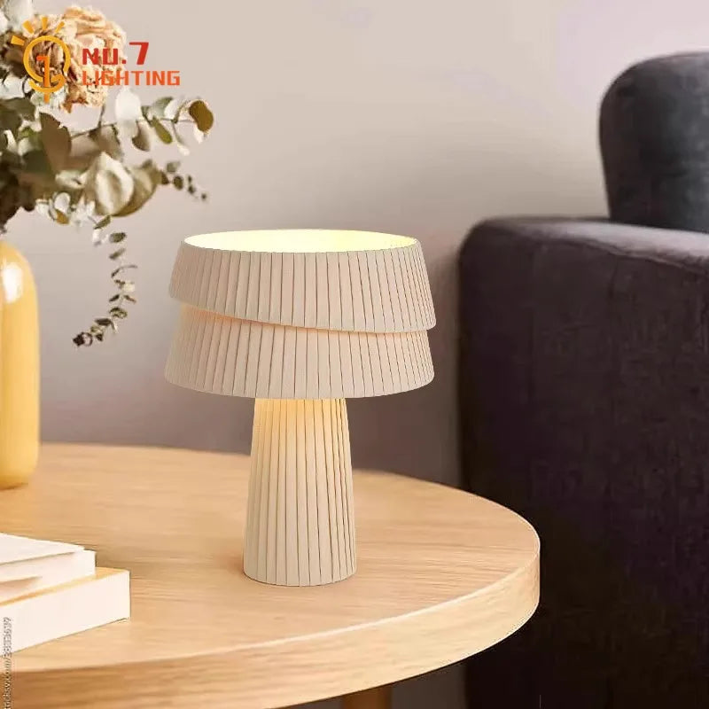 Afralia™ Cream Wind Mushroom Table Lamp LED E27 Retro Atmosphere Decor for Bedroom, Cafe