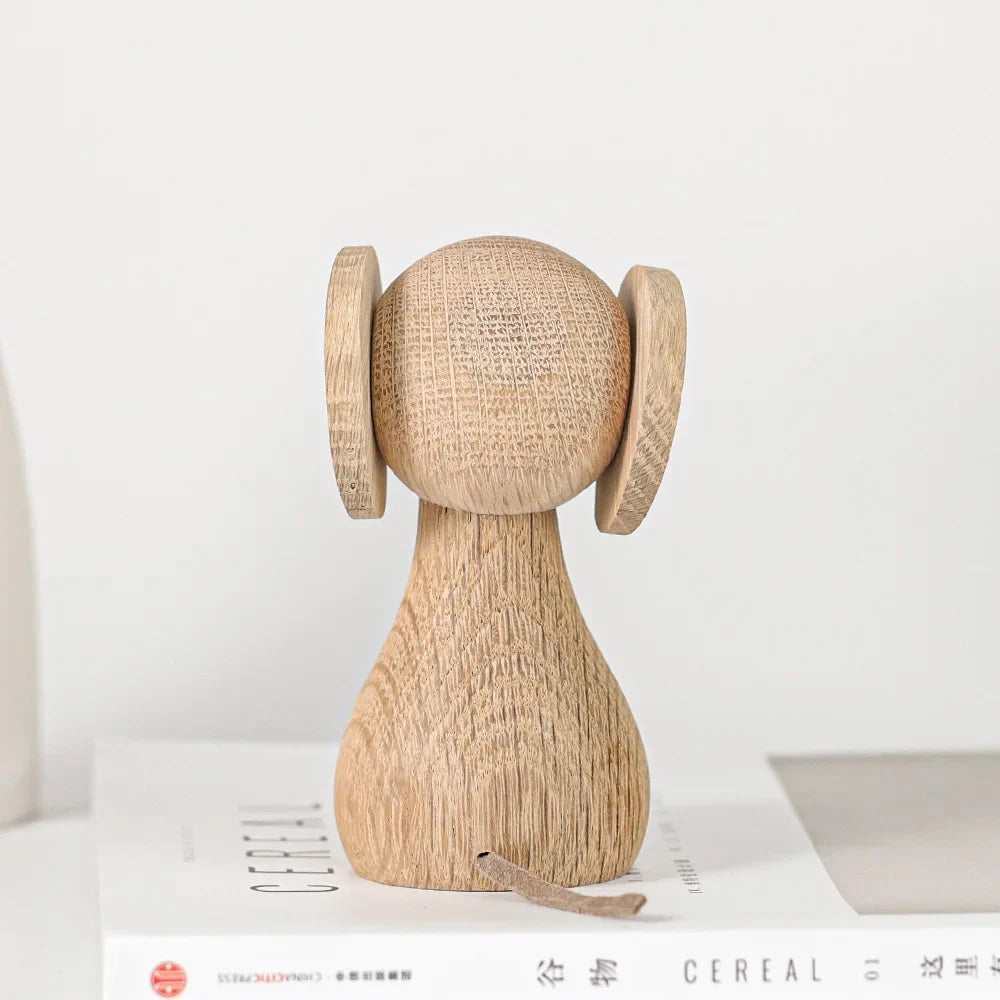 Solid Oak Wood Elephant Calf Figurines by Afralia™: Miniature Animals for Children's Room Decor