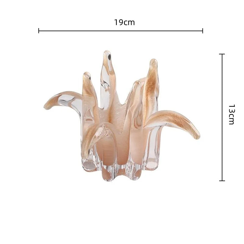 Afralia™ Glass Petal Candle Holder for Home Decoration and Storage